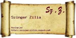 Szinger Zilia névjegykártya